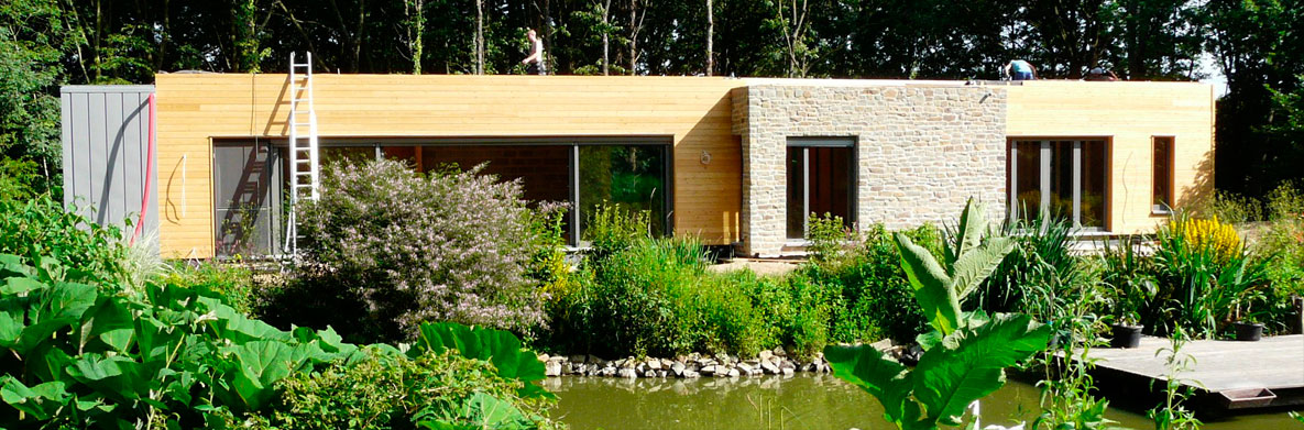 extérieur construction maison de bois Morbihan - Maison Bois'art